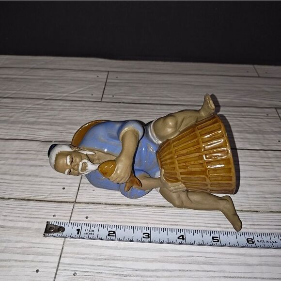 Vintage Chinese Shiwan Mudman Pottery Figurine Collectible Home Decor Signed - Picture 9 of 10